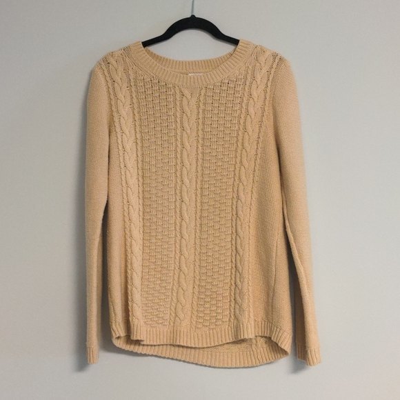 J. Crew Factory Wool Cream Knit Crew Neck Long Sleeve‎ Sweater Size Medium - Picture 1 of 10